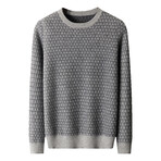 Textured Crewneck Cashmere Sweater // Charcoal + Light Gray (S)