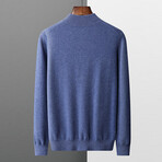 Quarter Zip Cashmere Sweater // Blue (3XL)