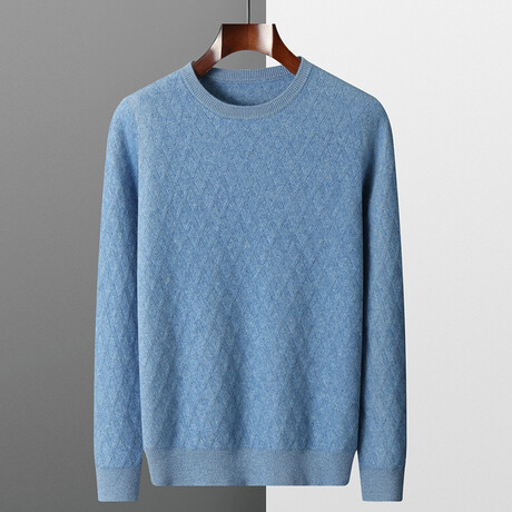 Smal Diamond Crewneck Cashmere Sweater // Light Blue (S)