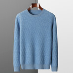 Smal Diamond Crewneck Cashmere Sweater // Light Blue (XL)