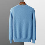 Zig Zag Pattern Crewneck Cashmere Sweater // Light Blue (L)