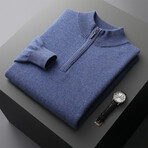 Quarter Zip Cashmere Sweater // Blue (M)
