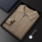 Zip-Neck Cashmere Sweater // Beige (XL)