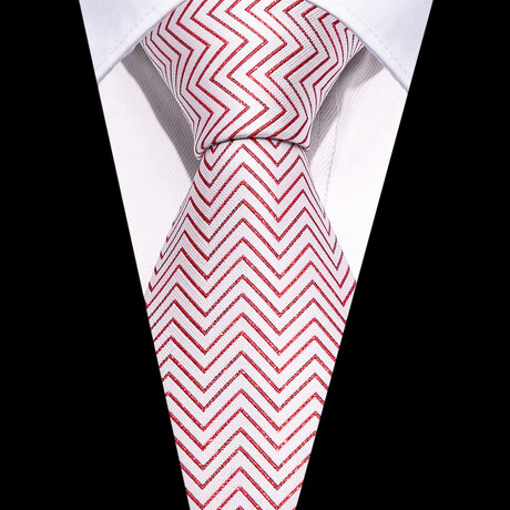 Candy Handmade Silk Tie // White + Red