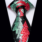 Merry Handmade Silk Tie // Black + Green + Red