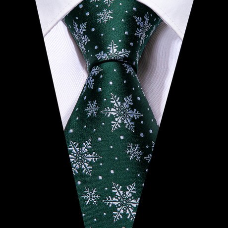 Snow Handmade Silk Tie // Forest Green