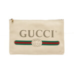 Gucci Leather Logo Print Clutch