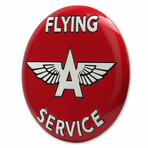 Flying A Service Round Embossed Metal Button Sign