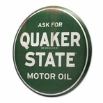 Quaker State Motor Oil Round Metal Button Sign