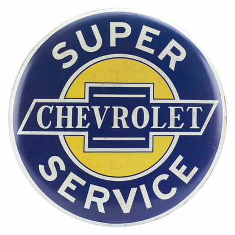Chevrolet Super Service Large Round Metal Button Sign