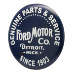 Ford Vintage Parts & Service Large Round Metal Button Sign