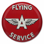 Flying A Service Round Embossed Metal Button Sign