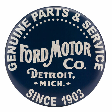 Ford Vintage Parts & Service Round Metal Button Sign