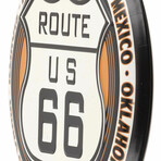 Route 66 Round Embossed Metal Button Sign