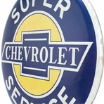 Chevrolet Super Service Large Round Metal Button Sign