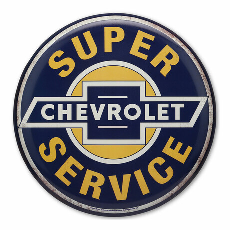Chevrolet Super Service Round Metal Button Sign