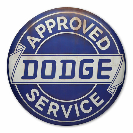 Dodge Approved Service Round Metal Button Sign