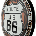 Route 66 Round Embossed Large Metal Button Sign