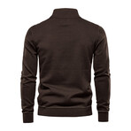 Plaid Quarter Zip Sweater // Coffee (XS)