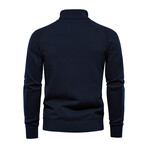 Turtleneck Knit Sweater // Dark Blue (XL)
