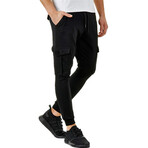 Skinny Jogger Pants //  Velcro Side Pockets // Black (L)