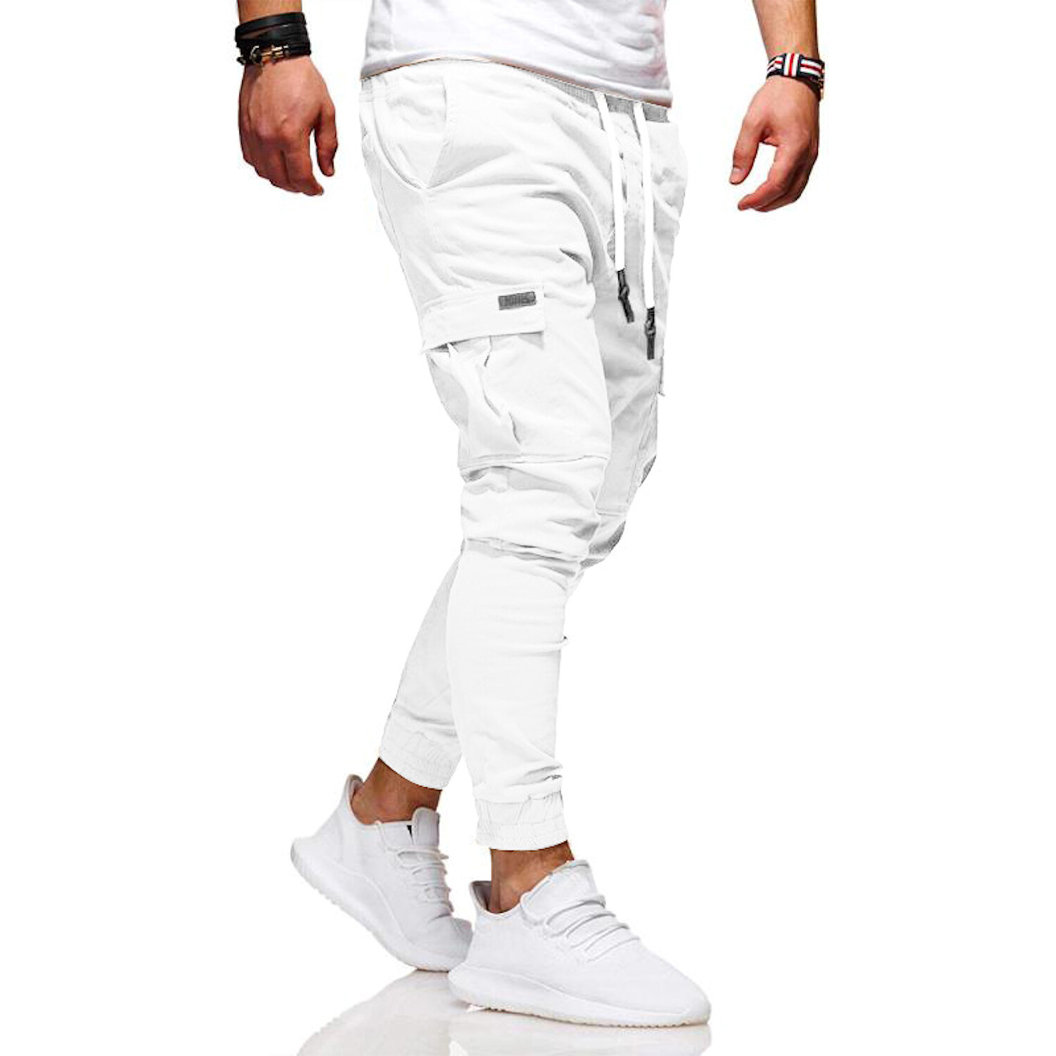 Jogger Pants // Velcro Side Pockets // White (M) - Amedeo Exclusive ...