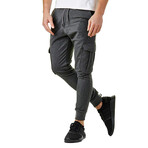 Skinny Jogger Pants //  Velcro Side Pockets // Gray (2XL)