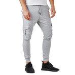 Skinny Jogger Pants //  Velcro Side Pockets // Light Gray (M)