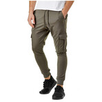 Skinny Jogger Pants //  Velcro Side Pockets // Green (2XL)