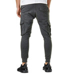 Skinny Jogger Pants //  Velcro Side Pockets // Gray (XL)