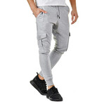 Skinny Jogger Pants //  Velcro Side Pockets // Light Gray (XL)