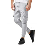 Skinny Jogger Pants //  Velcro Side Pockets // Light Gray (S)