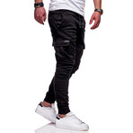 Jogger Pants // Velcro Side Pockets // Black (XL)