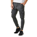 Skinny Jogger Pants //  Velcro Side Pockets // Gray (L)