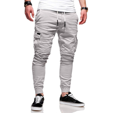 Jogger Pants // Velcro Side Pockets // Light Gray (S)