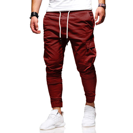 Jogger Pants // Velcro Side Pockets // Burgandy (S)