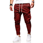 Jogger Pants // Velcro Side Pockets // Burgandy (XL)
