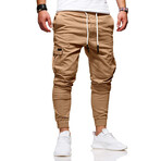 Jogger Pants // Velcro Side Pockets // Tan (XL)