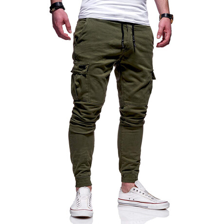 Jogger Pants // Velcro Side Pockets // Green (XL)