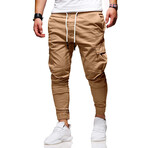 Jogger Pants // Velcro Side Pockets // Tan (S)