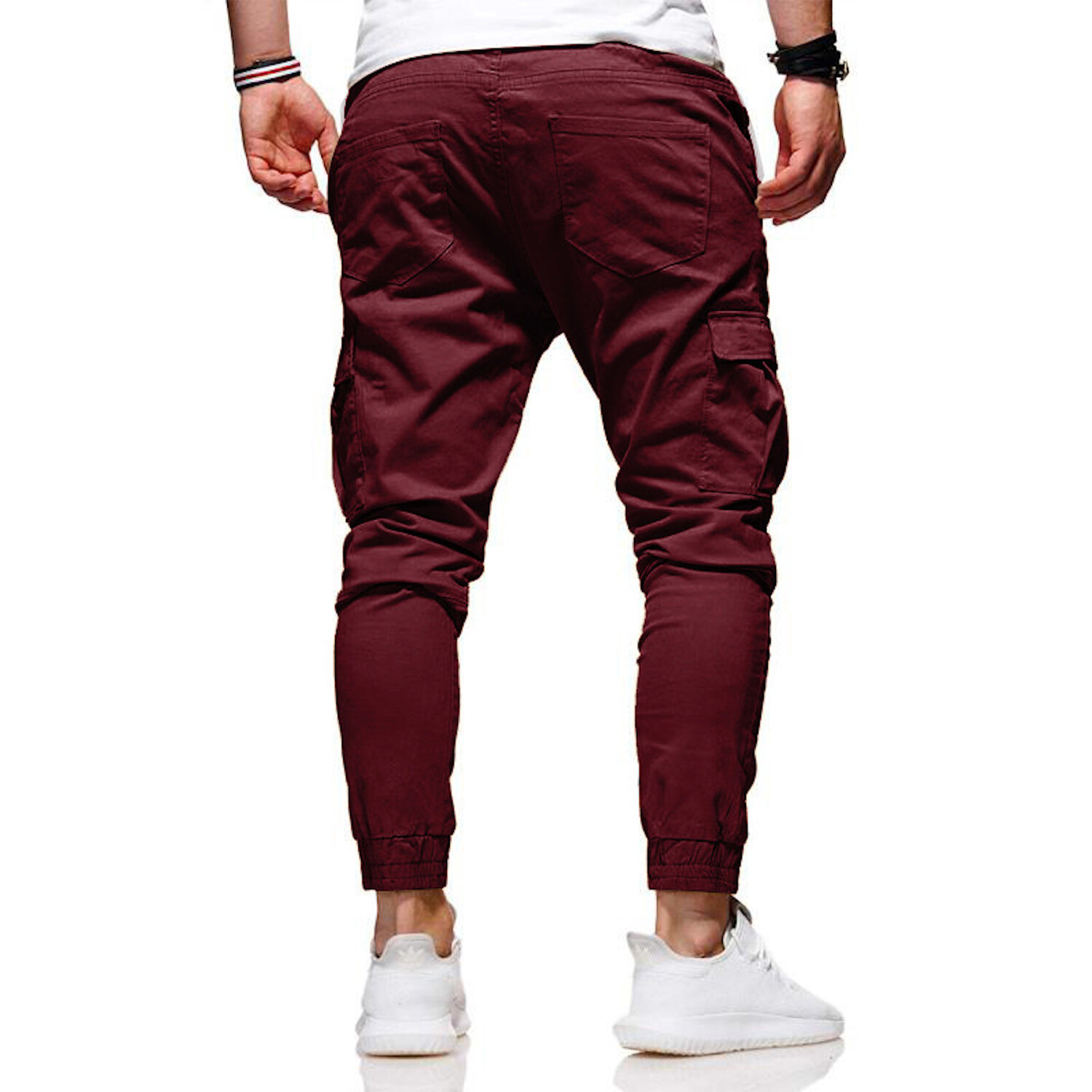 Jogger Pants // Velcro Side Pockets // Burgandy (XL) - Amedeo Exclusive ...