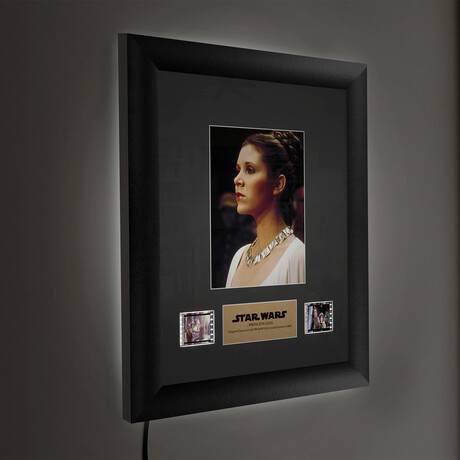 Star Wars // Princess Leia // Original Framed FilmCells Presentation // Backlit LED Frame + 2x Clip 35mm Film