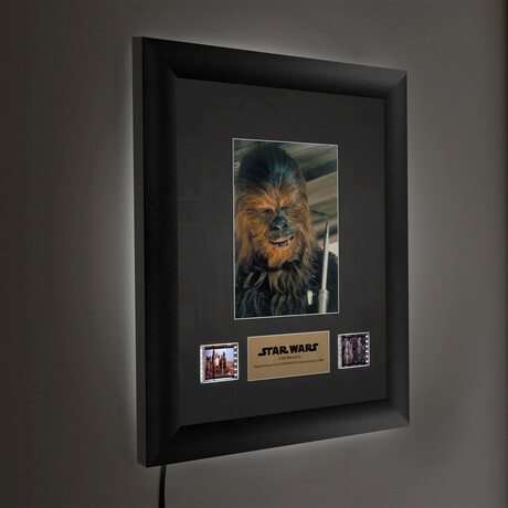 Star Wars // Chewbacca // Original Framed FilmCells Presentation // Backlit LED Frame + 2x Clip 35mm Film