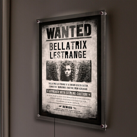 Harry Potter // Wanted Bellatrix Lestrange // MightyPrint™ Wall Art // Backlit LED Frame