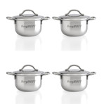 Covered Mini Stainless Steel Pots // 2.5" // Set of 4