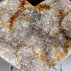Genuine Banded Agate Druzy Clustered Heart with Acrylic Display Stand // 274g