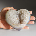 Genuine Druzy Quartz Heart with Acrylic Display Stand