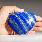 Genuine Polished Lapis Lazuli Heart with Acrylic Display Stand V.1
