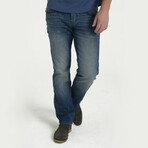 Indigo Denim 5 Pocket Straight Leg Jean // Wash Blue (38WX34L)