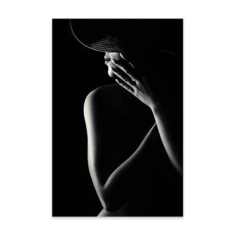 Nude Woman With Black Hat 3 Print On Acrylic Glass by Johan Swanepoel